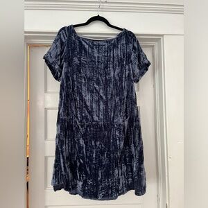 Crushed blue velvet dress
